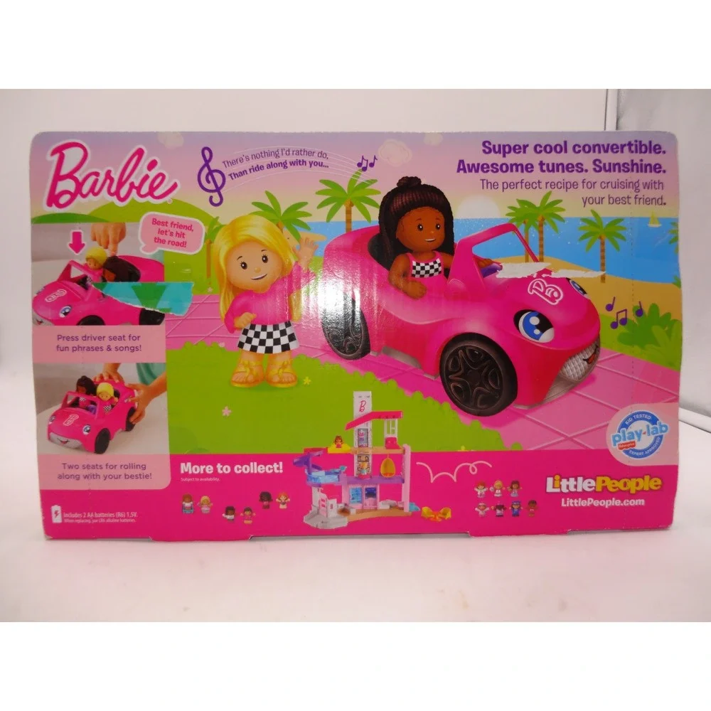 Fisher-Price Little People Barbie Convertible Toy Car with Music Sounds & 2 Figs